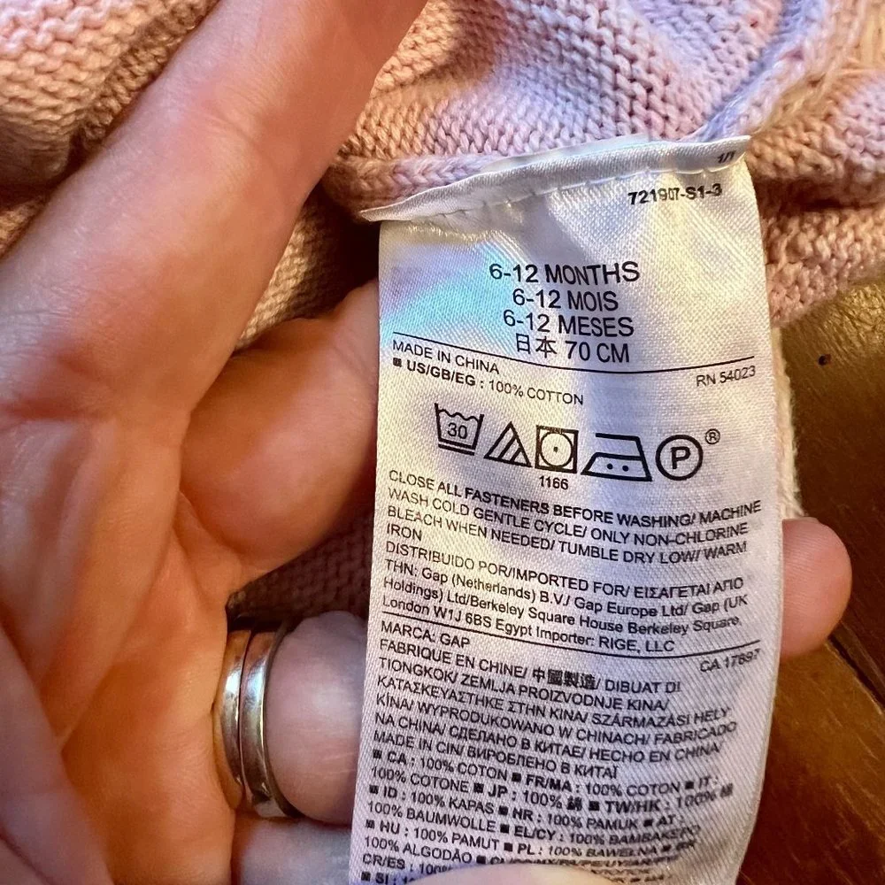 Baby Gap Pink Reindeer Long Sleeve Knit Sweater Baby Size 6-12 Months 6-12M - Picture 4 of 7